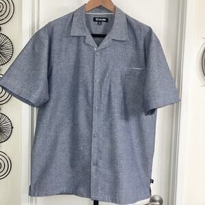 Stacy Adams Mens Linen Blend Shirt - Blue, Size XXL